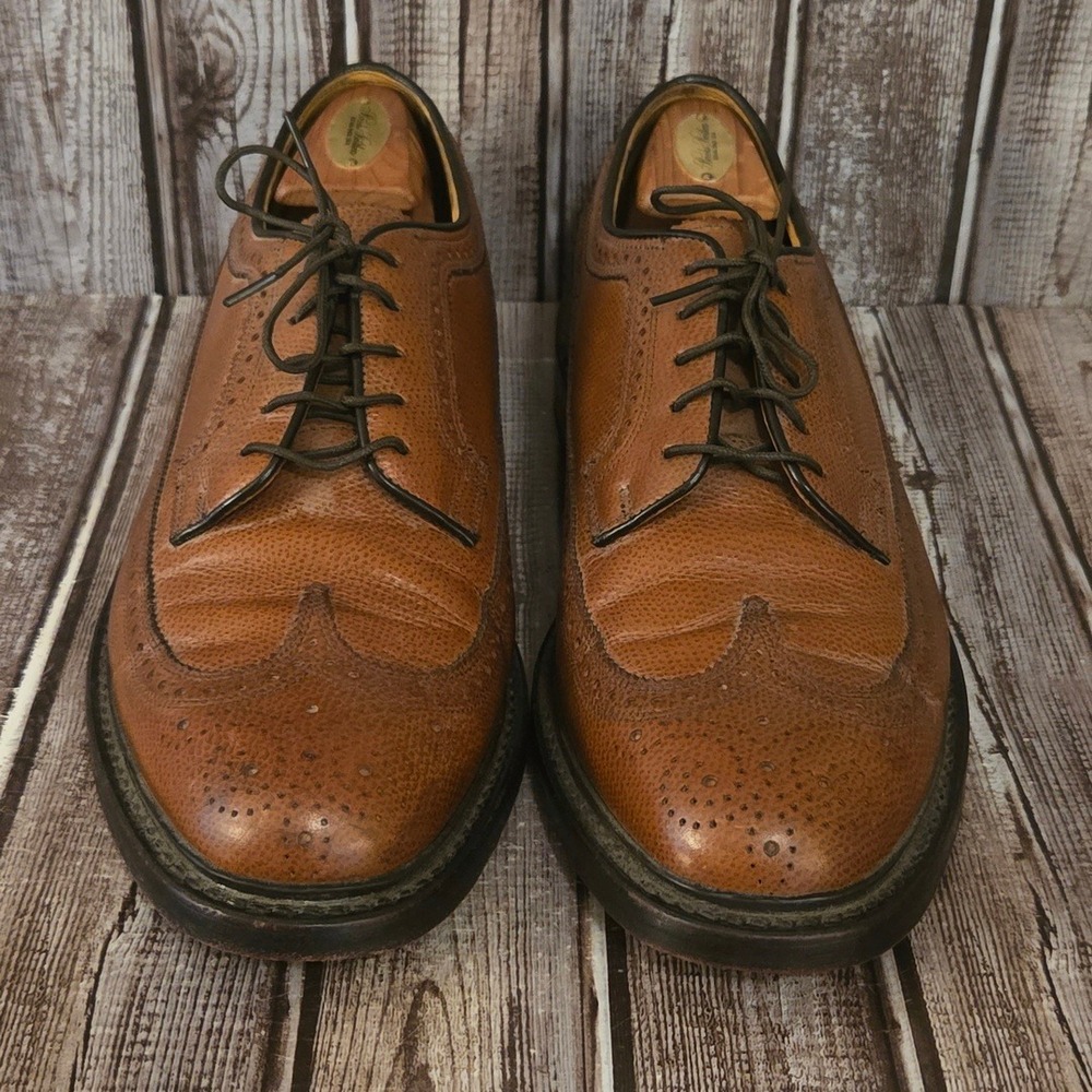 Sz 10 E Mens Florsheim Imperial Kenmoor Tan Pebbled Leather Wingtip Derby Shoes